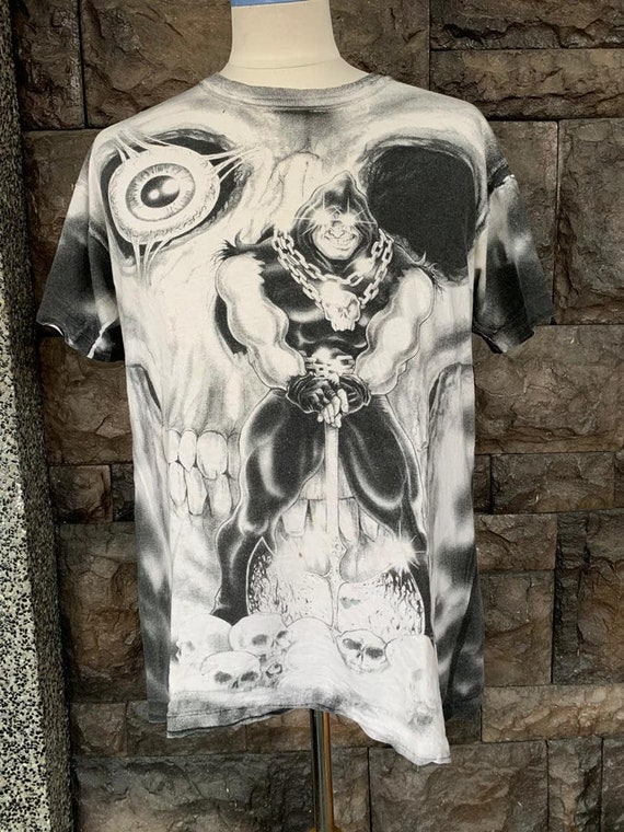 Vintage All Over Print Tshirt Skull