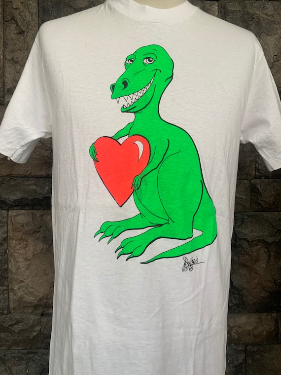 Vintage 80s Mike Dubois Green Dinosaur 