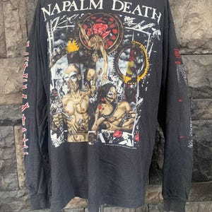 Vintage 90s Napalm Death Campaign For Musical Destruction Europe 1992 Long Sleeve T shirt