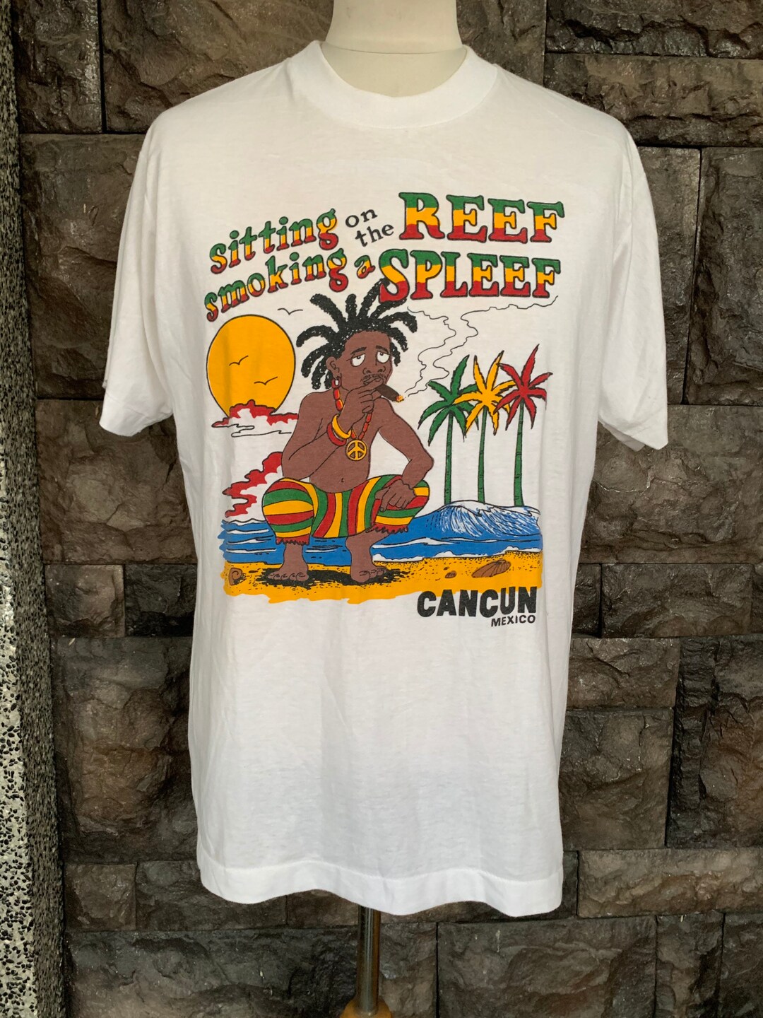 Vintage Sitting on the Reef Smoking S Spleef Cancun Maxico