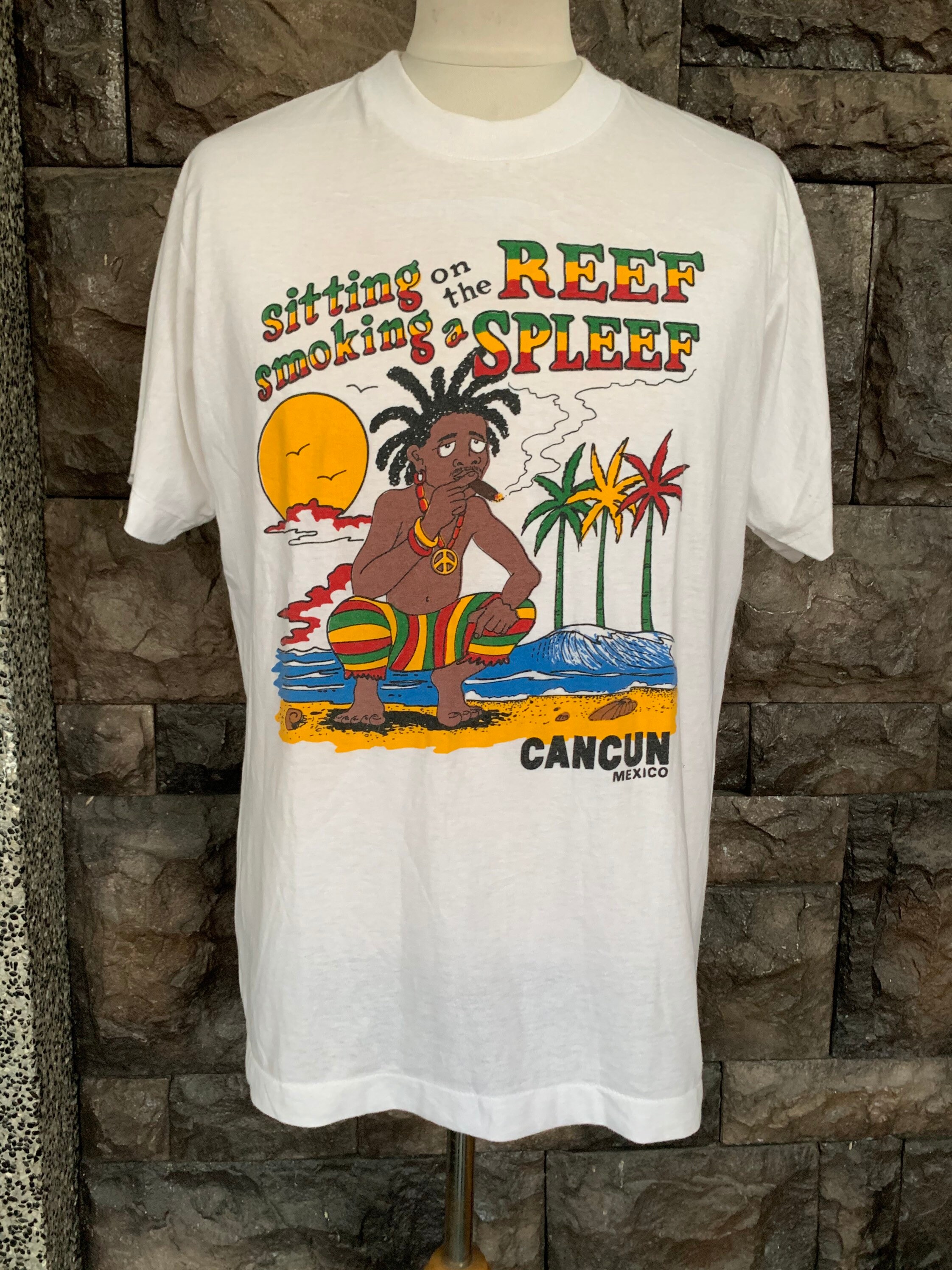 Vintage Sitting on the Reef Smoking S Spleef Cancun Maxico 90s