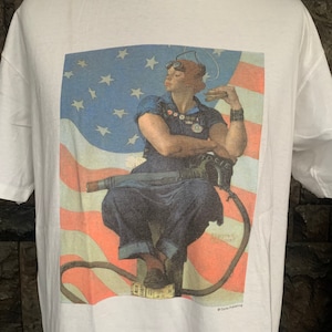 Vintage 90s Rosie The Riveter By Norman Rockwell Graphic Art T shirt