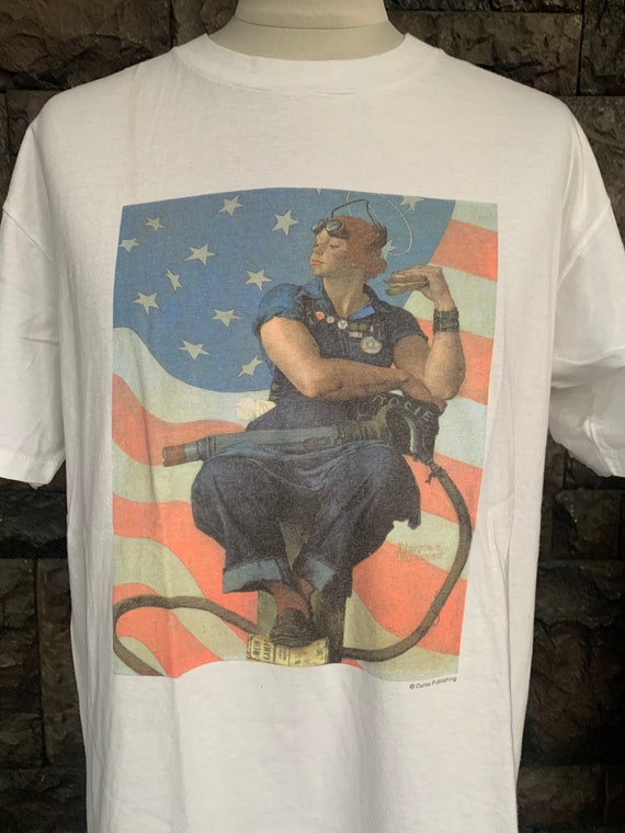 Vintage 90s Rosie the Riveter by Norman Rockwell Graphic Art T 