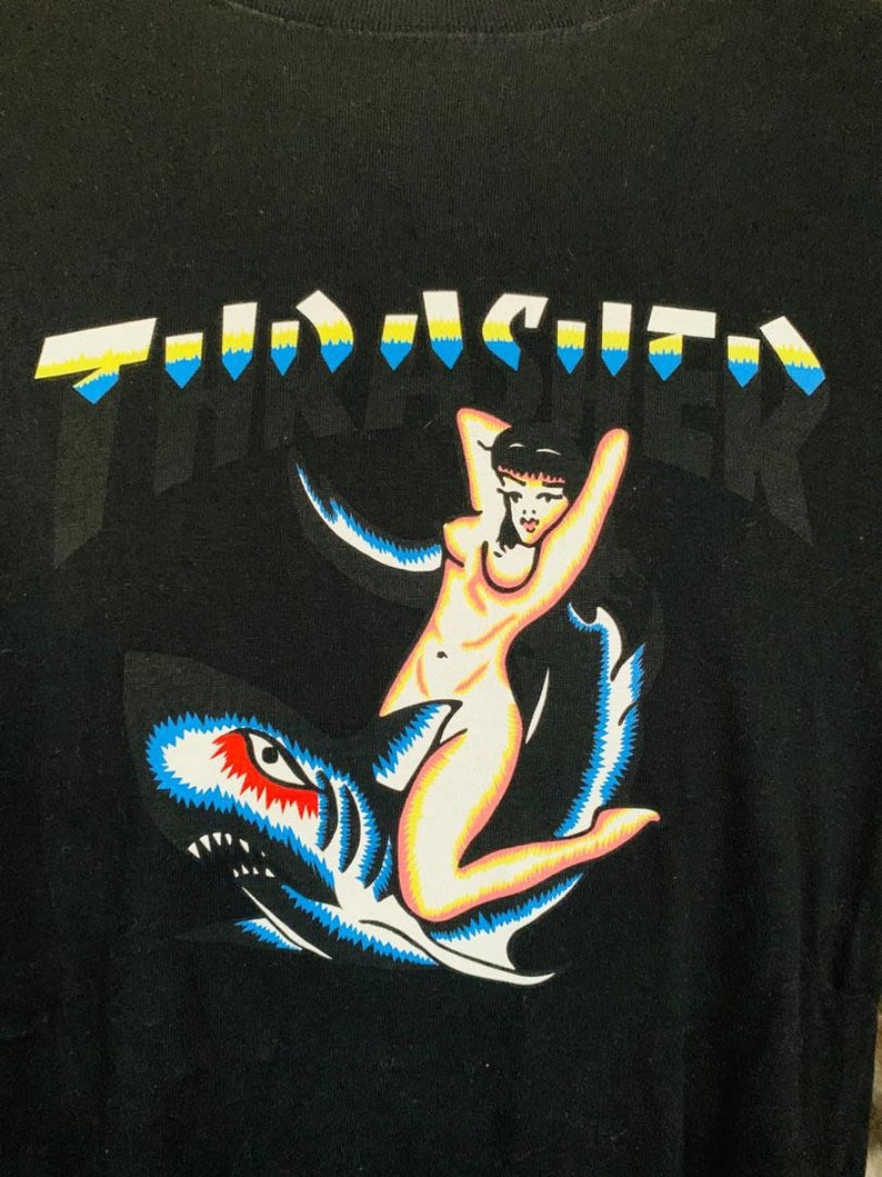 Thrasher Shark Skateboard tshirt | Etsy