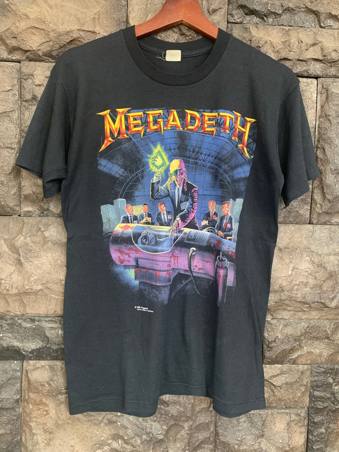 90's MEGADETH Tシャツ BROCKUMボディ USA製 1990 Vintage MEGADETH - American Heavy Metal Band ** Large