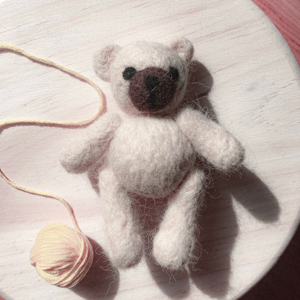 Oso de Fieltro Agujado Needlefelt Bear Teddy Bear Miniatura Oso Lana Toy Muñeco Juguete