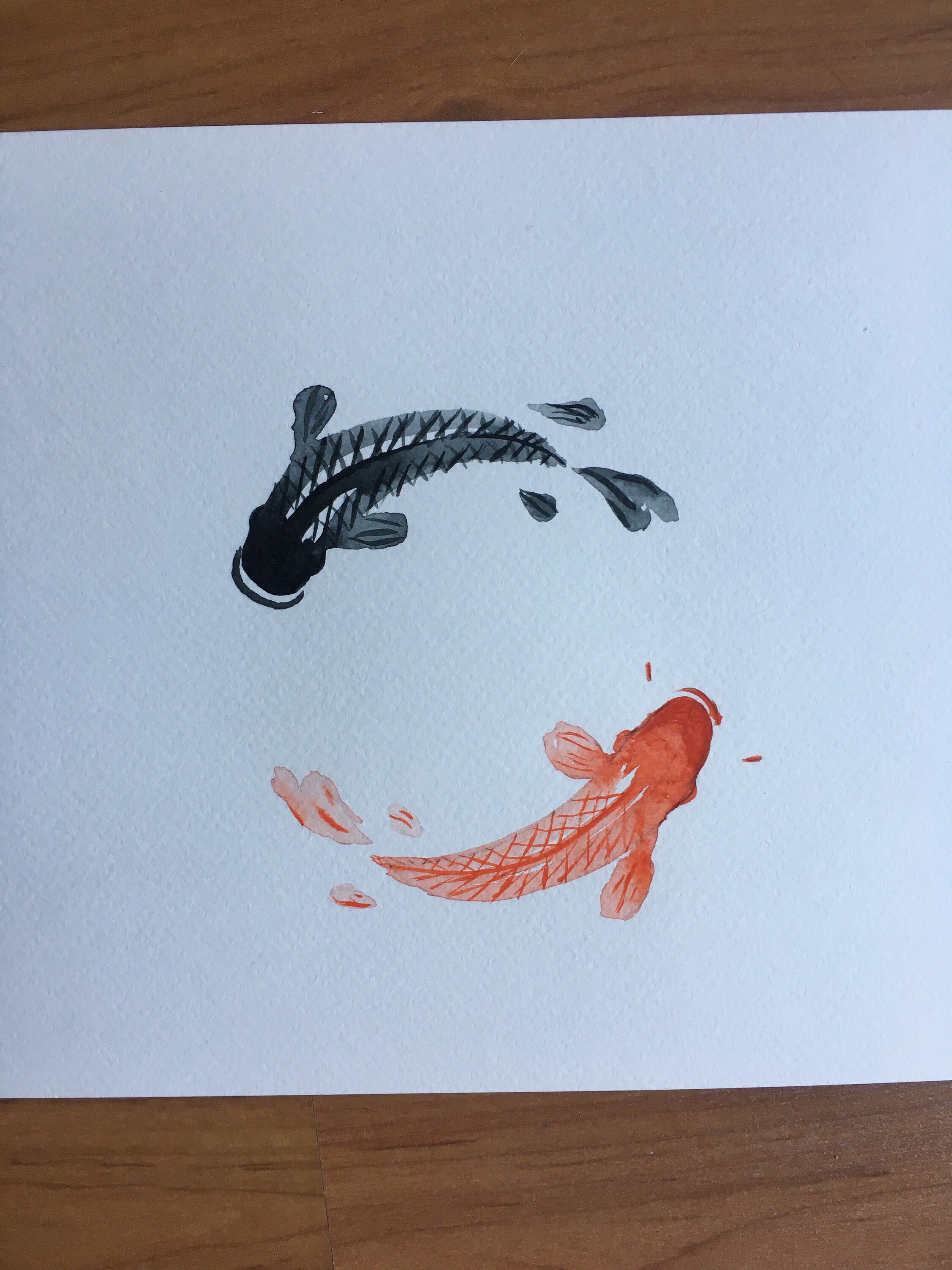 Koi Fish. River Stones. Minimalist Japanese Art. Yin Yang Koi Fish. Line  art. Watercolor Koi Fish. Greeting Card for Sale by OneLineArt