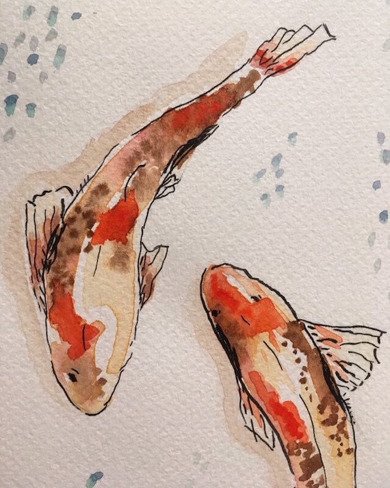 Buy Print Printing Sheet Koi Fish, Watercolor Painting Koi Fish, Japanese Koi. Online in India - Etsy