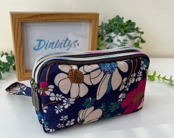 Navy Floral - Diabetic Kit Bag, Diabetes Accessory Organiser, Insulin Carry Case, Type One Gift, Type One Kit Bag, Diabetic Gift