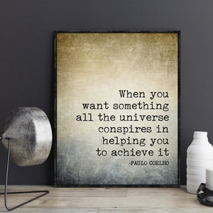 Paulo Coelho Quotes When You Want Something The Alchemist Poster Print Book Quote Wall Art Book Page Print The Alchemist Gift