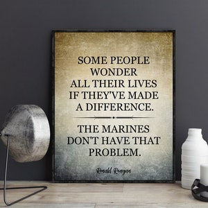 Marine Corps Gifts Ronald Reagan Quote Patriotic Decor Military Gifts for Veterans Retirement Gift Patriotic Wall Art USMC Republican Poster
