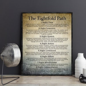 The Eightfold Path Art Buddha Buddhism Buddhist Gift Spiritual Decor Poster Quote Wall Art Book Page Print Gifts Tapestry Tibetan Statue