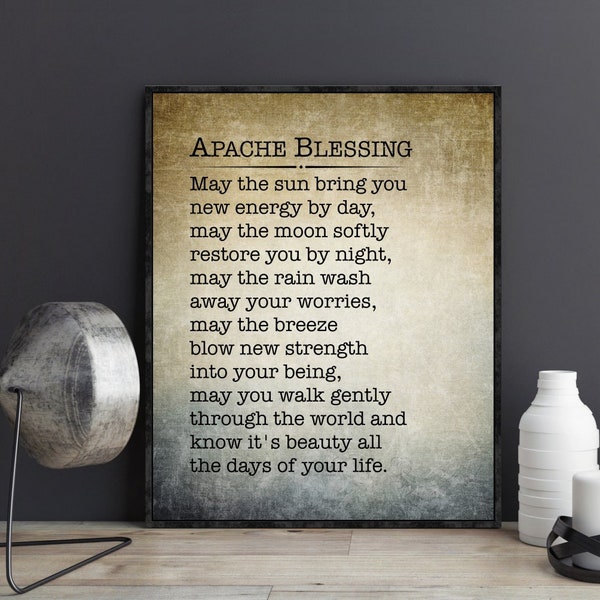 Apache Blessing Wall Art Poster Print May the Sun Bring You New Energy by Day  Apache Wedding Blessing Sign Apache Wedding Prayer