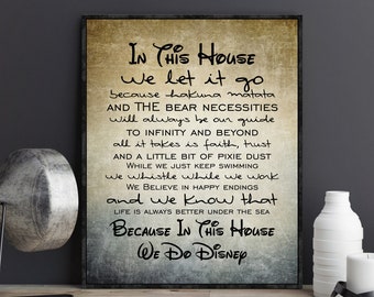 In This House We Do Disney Walt Disneys Quote print sign wall art poster