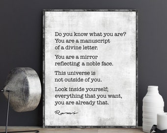 Rumi quote wall art print Do you know what you are poster print