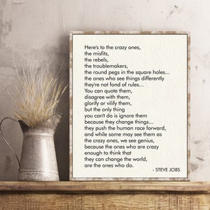 Steve Jobs Here&#39;s to the Crazy Ones quote print leadership quote wall art Graduation Gift Motivational Inspirational Office Decor Poster