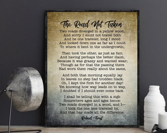 The Road Not Taken Poster Robert Frost Poem The Road Less Traveled Two Roads Diverged Graduation Birthday Gift Wall Art Decor Poster Print