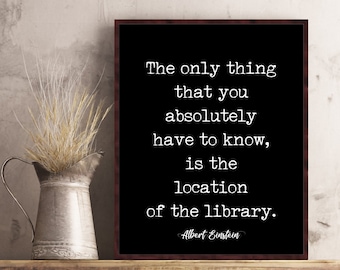 Albert Einstein Book Lover Gift Quote Wall Art Poster Print Classroom Library Dorm Decor Gifts for Teacher Readers Librarian Teachers Reader