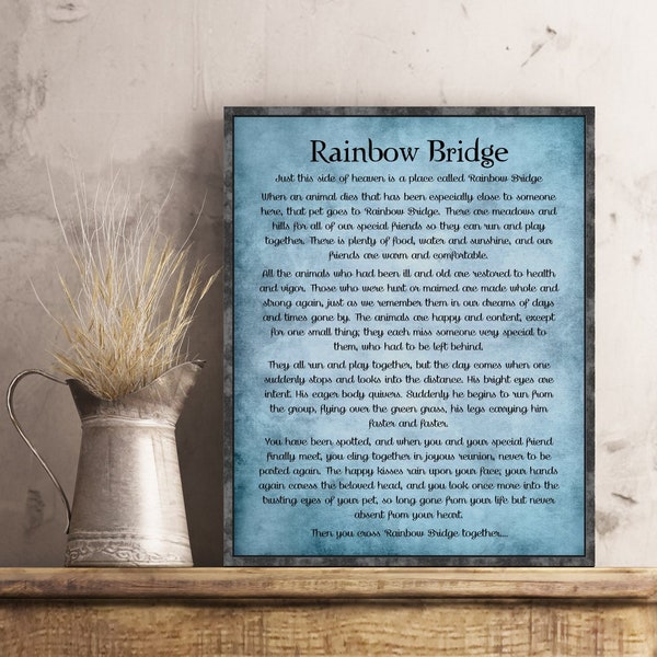 Rainbow Bridge Pet Dog Cat Memorial Remembrance Gift Loss of a Pet Loss Gifts Poem Quote Wall Art Decor Poster Print Pets Sympathy Mom Dad