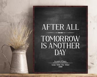 Gone with the Wind quotes poster Scarlett O’Hara Rhett Butler After all tomorrow is another day classic movie wall art decor