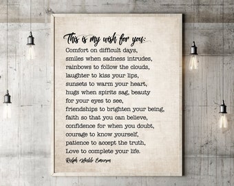 This Is My Wish For You Ralph Waldo Emerson Quote Birthday Gifts Graduation Gift Inspirational Quote Poem Poster Print Wall Art Home Decor