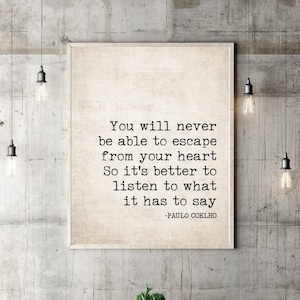 Paulo Coelho Quotes You Will Never Be Able to Escape The Alchemist Poster Print Book Quote Wall Art Book Page Print The Alchemist Gift image 1