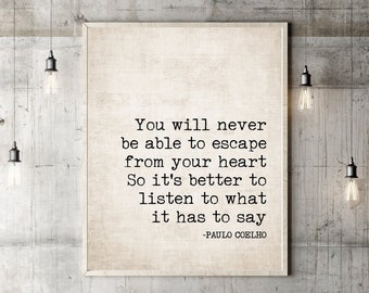 Paulo Coelho Quotes You Will Never Be Able to Escape The Alchemist Poster Print Book Quote Wall Art Book Page Print The Alchemist Gift