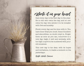 Ralph Waldo Emerson Write It On Your Heart Quote Inspirational Life Poem Graduation Gift Birthday Gifts Poster Print Wall Art Home Decor