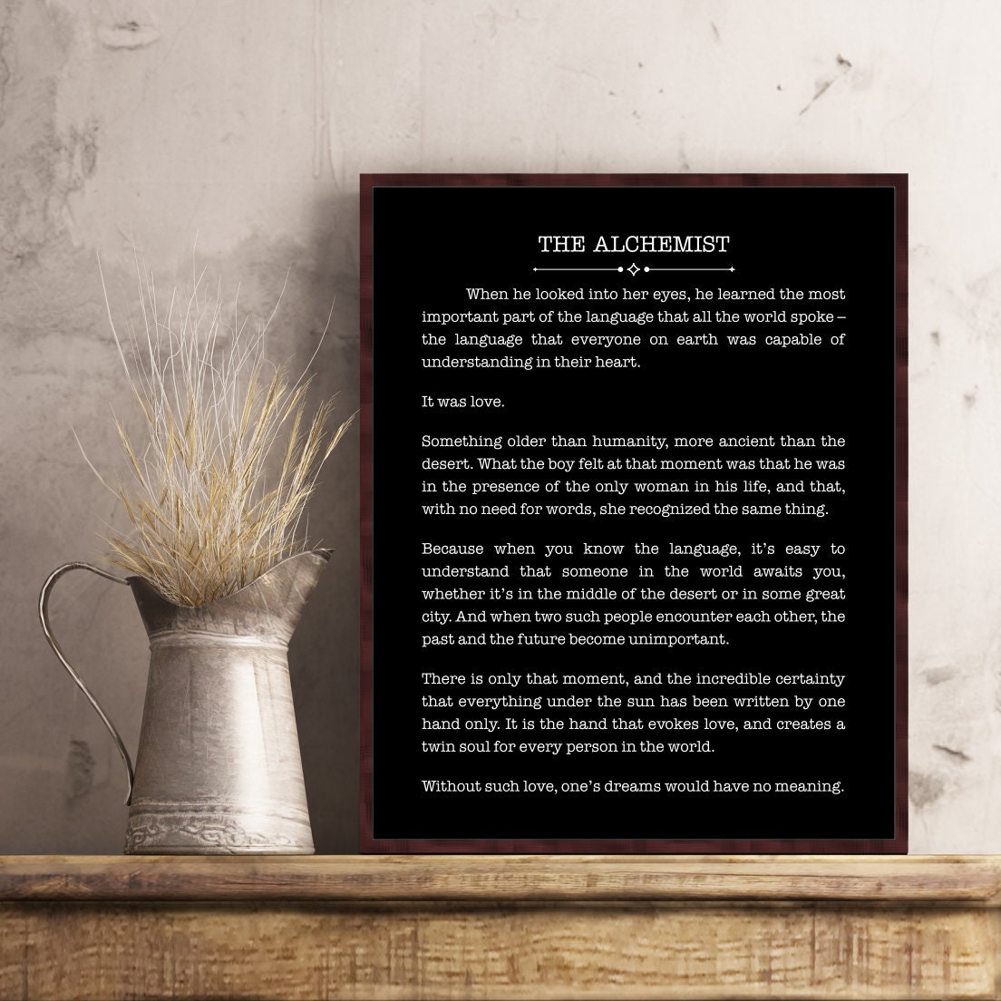 The Alchemist Quote Poster Print Paulo Coelho Quotes Book Quote Wall ...