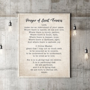 Prayer of Saint Francis Catholic Wall Art Gifts Home Decor Bible Verse Quotes Christian Gift St Francis of Assisi Lord Make Me An Instrument