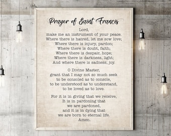 Prayer of Saint Francis Catholic Wall Art Gifts Home Decor Bible Verse Quotes Christian Gift St Francis of Assisi Lord Make Me An Instrument