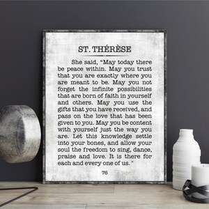 Cartello In Legno Motivazionale Con Citazione Di Santa Teresa - May Today There Be Peace Within - 20x25 Cm