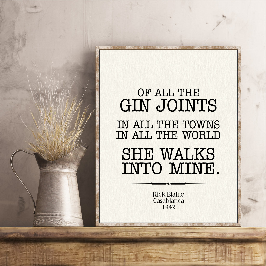 Casablanca Quotes Poster Rick Blane of All the Gin Joints
