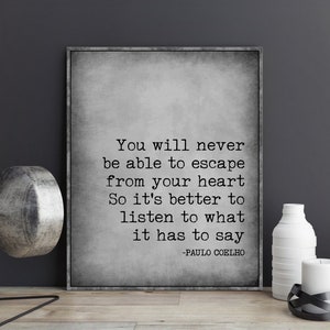 Paulo Coelho Quotes You Will Never Be Able to Escape The Alchemist Poster Print Book Quote Wall Art Book Page Print The Alchemist Gift image 5