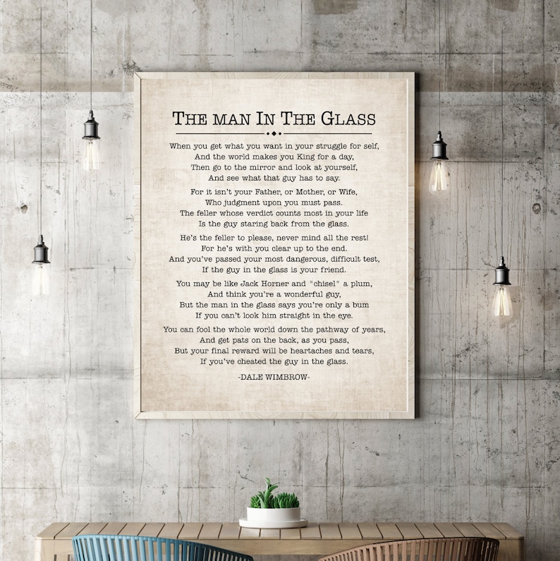 The Man in the Glass Poem Peter Dale Wimbrow Poem Quote Poster Etsy
