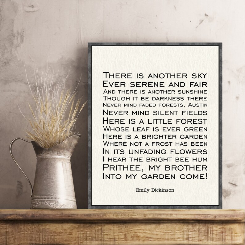 Emily Dickinson citation affiche poème Il ya un autre ciel