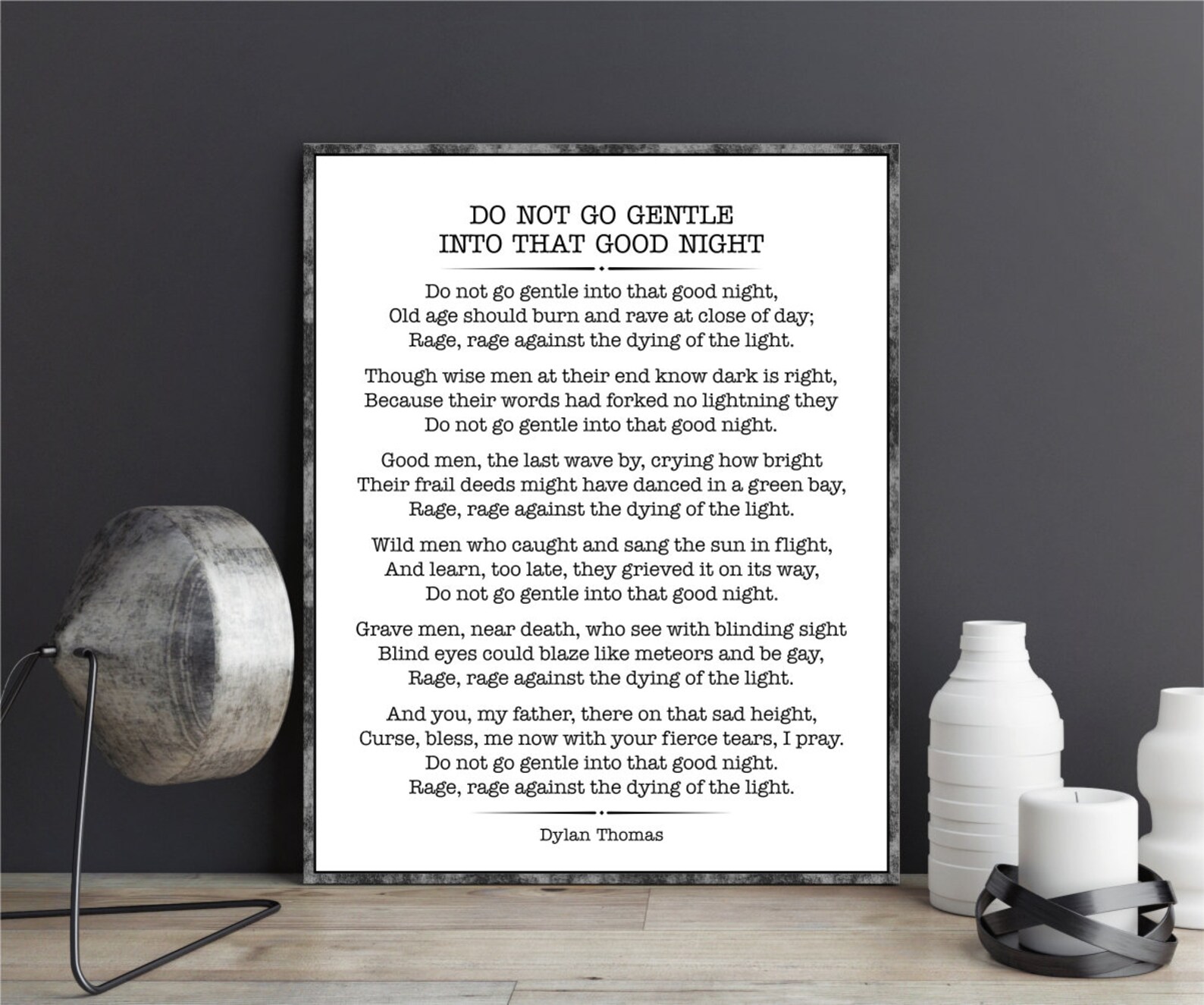 Dylan Thomas poem print quote do not go gentle into that good Etsy.