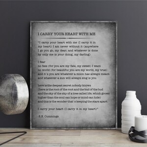 EE Cummings I Carry Your Heart With Me Wall Art Print EE Cummings