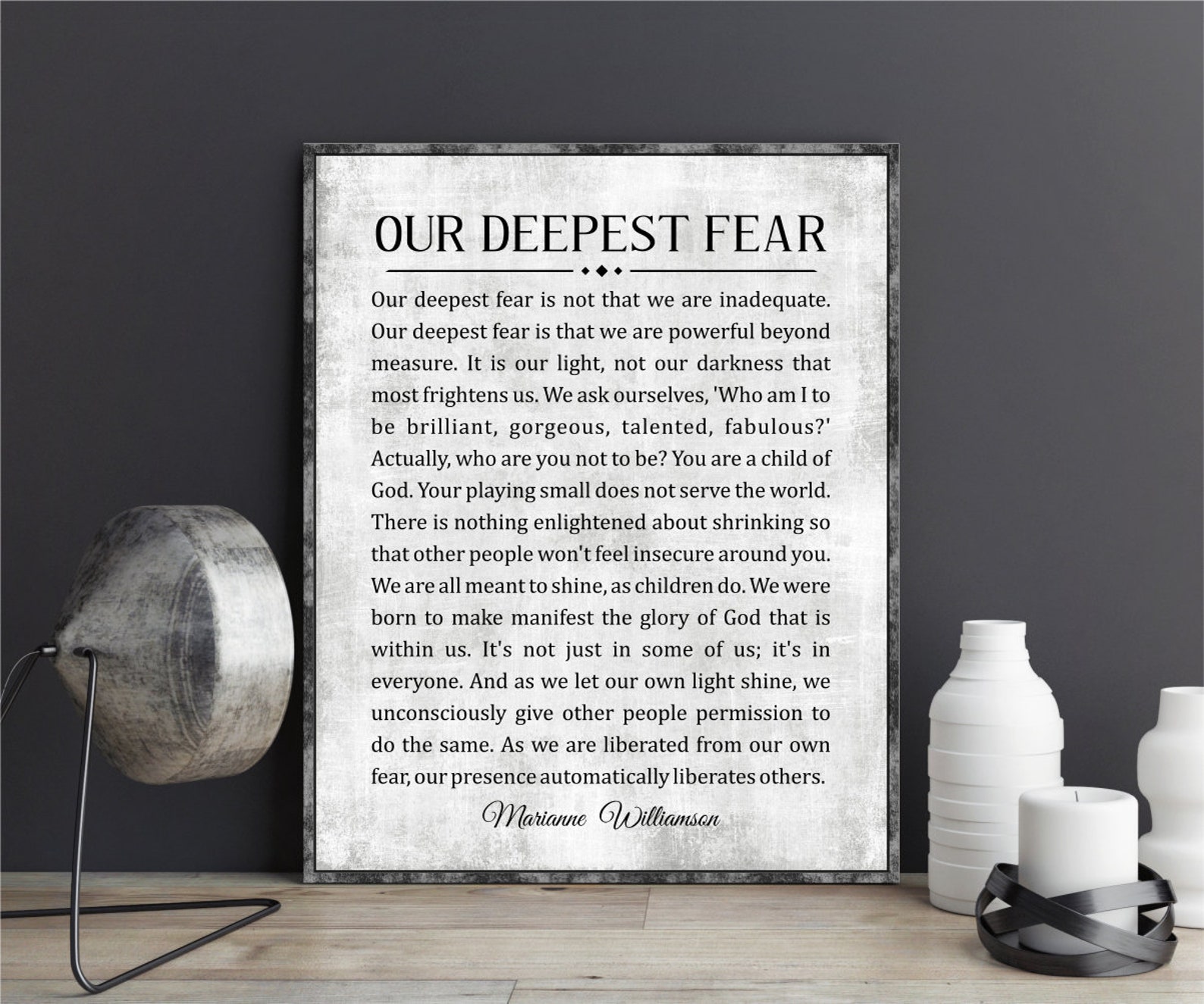 Our Deepest Fear by Marianne Williamson Deepest Fear Poem Wall Art ...