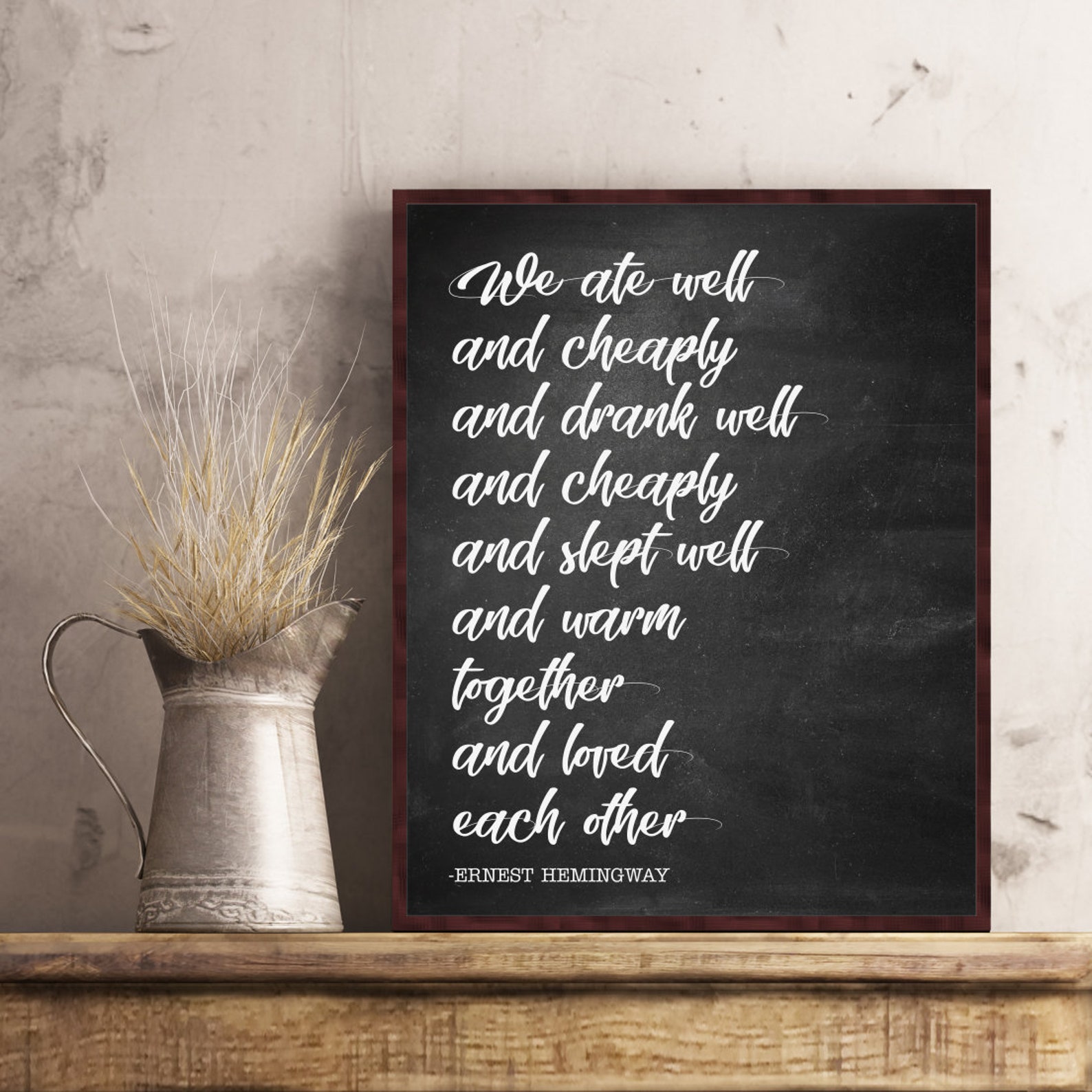 Ernest Hemingway We Ate Well and Cheaply Quote Book Page Wall Art Decor ...