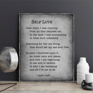 Lang Leav poem poetry Self Love quote wall art graduation gift Once when I was running from all that haunted me to the dark poster print image 3
