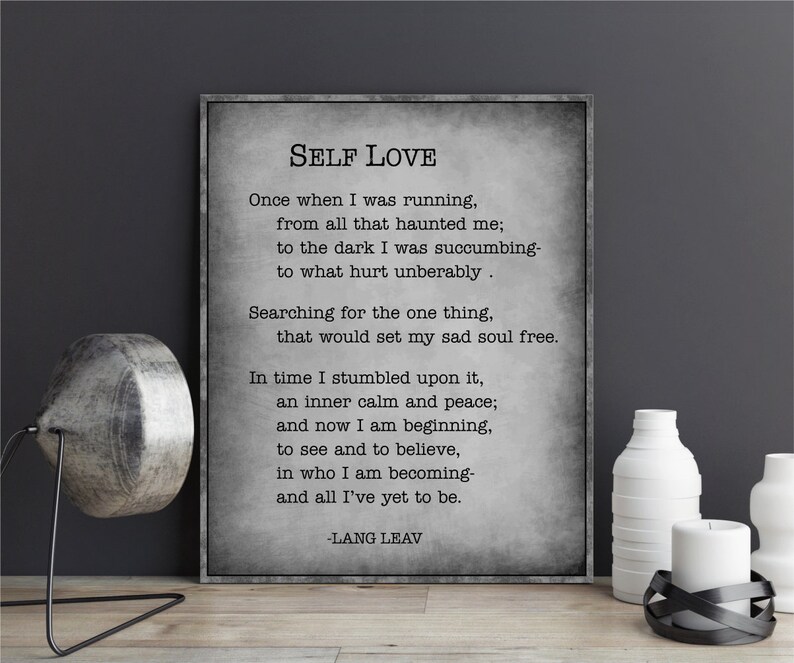 Lang Leav poem poetry Self Love quote wall art graduation gift Once when I was running from all that haunted me to the dark poster print image 3