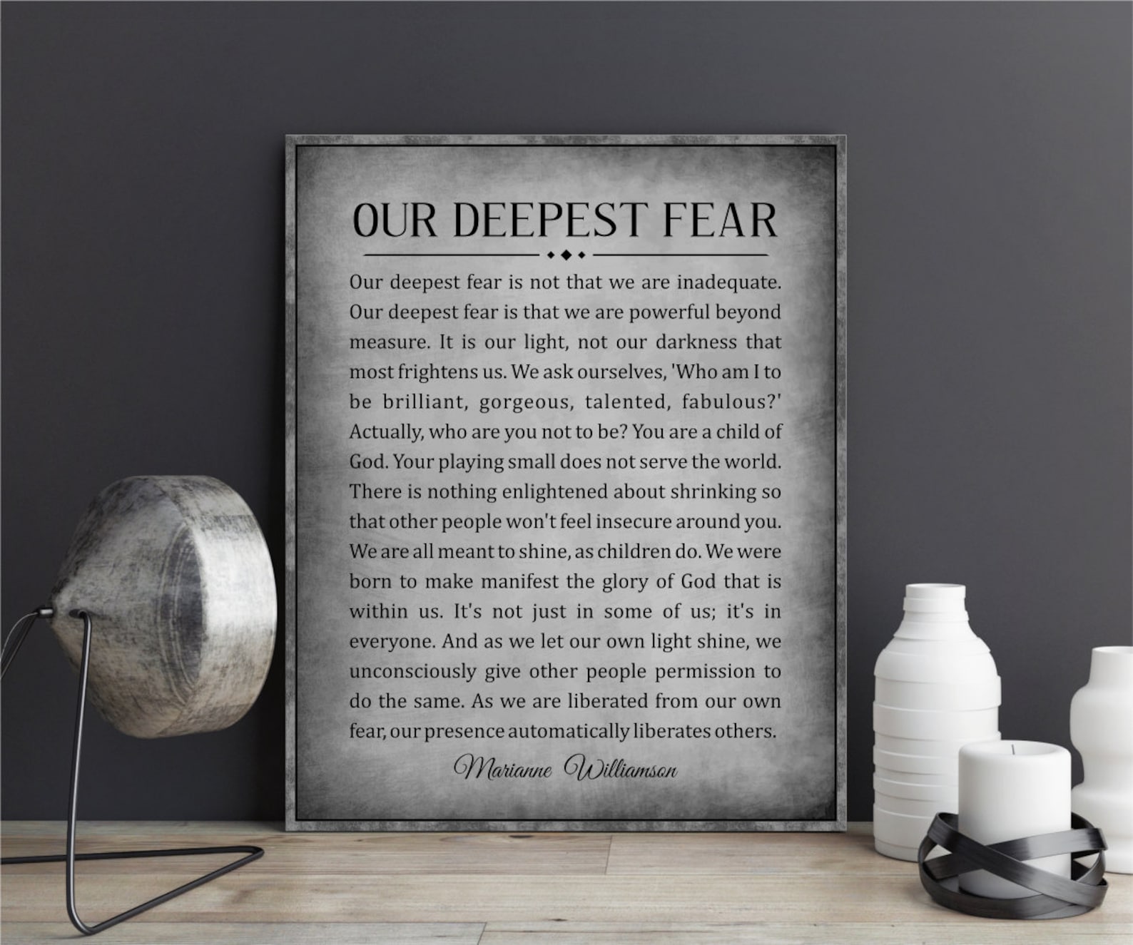 Our Deepest Fear by Marianne Williamson Deepest Fear Poem Wall Art ...