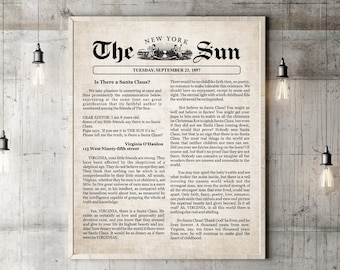 Yes Virginia There is a Santa Clause Christmas Gift Decor 1897 Sun Article Letter from Santa Gifts Prints Wall Art Decoration Ornaments