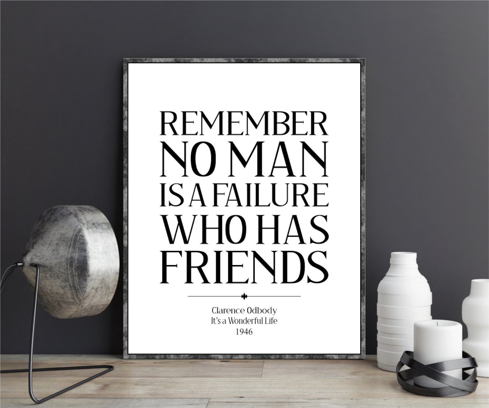 It's a Wonderful Life Quote Poster Clarence Odbody Remember No Man is a ...