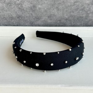 Blue Rhinestone Beaded Headbands Sponge Padded Hair Band Women Vintage Hair Hoops Fashion Headband Gift For Her