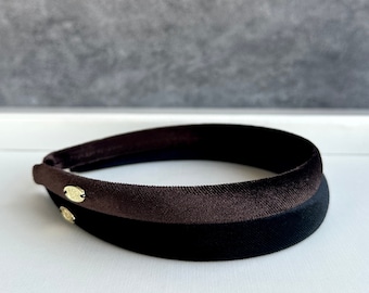 Black thin headband, simple velvet headband, bridal headband, girls headband, vintage hair accessories,vintage headband,hair bands