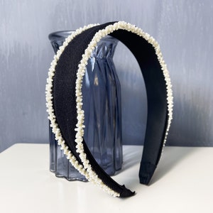Black Headband With Beaded Vintage Headband for Women Mom Gift Hair Accessories