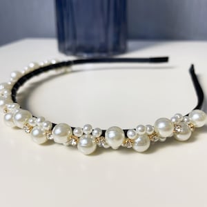 Elegante Perle Strass dünn Haarband Damen Haarschmuck Faux Perle Stirnband Geschenk