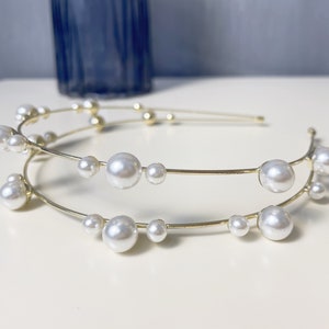 Double Layer Metall Perlen Stirnband Vintage Mode Haarreifen Frauen Haarschmuck Geschenk